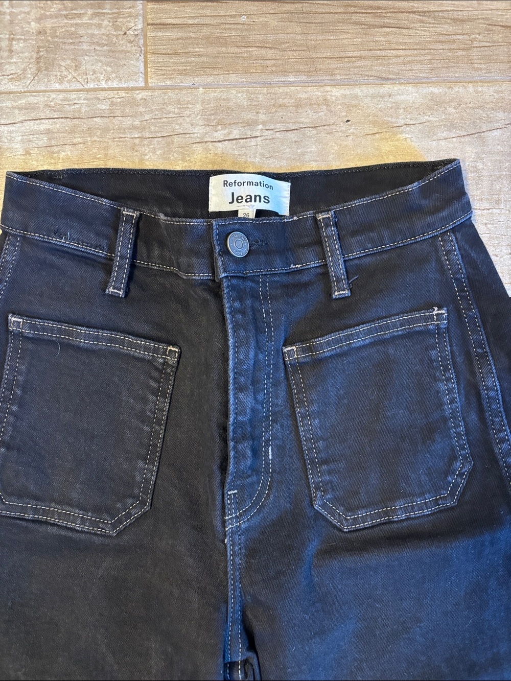 Reformation Black High-Rise Wide Leg Jeans - Picture 2 of 5